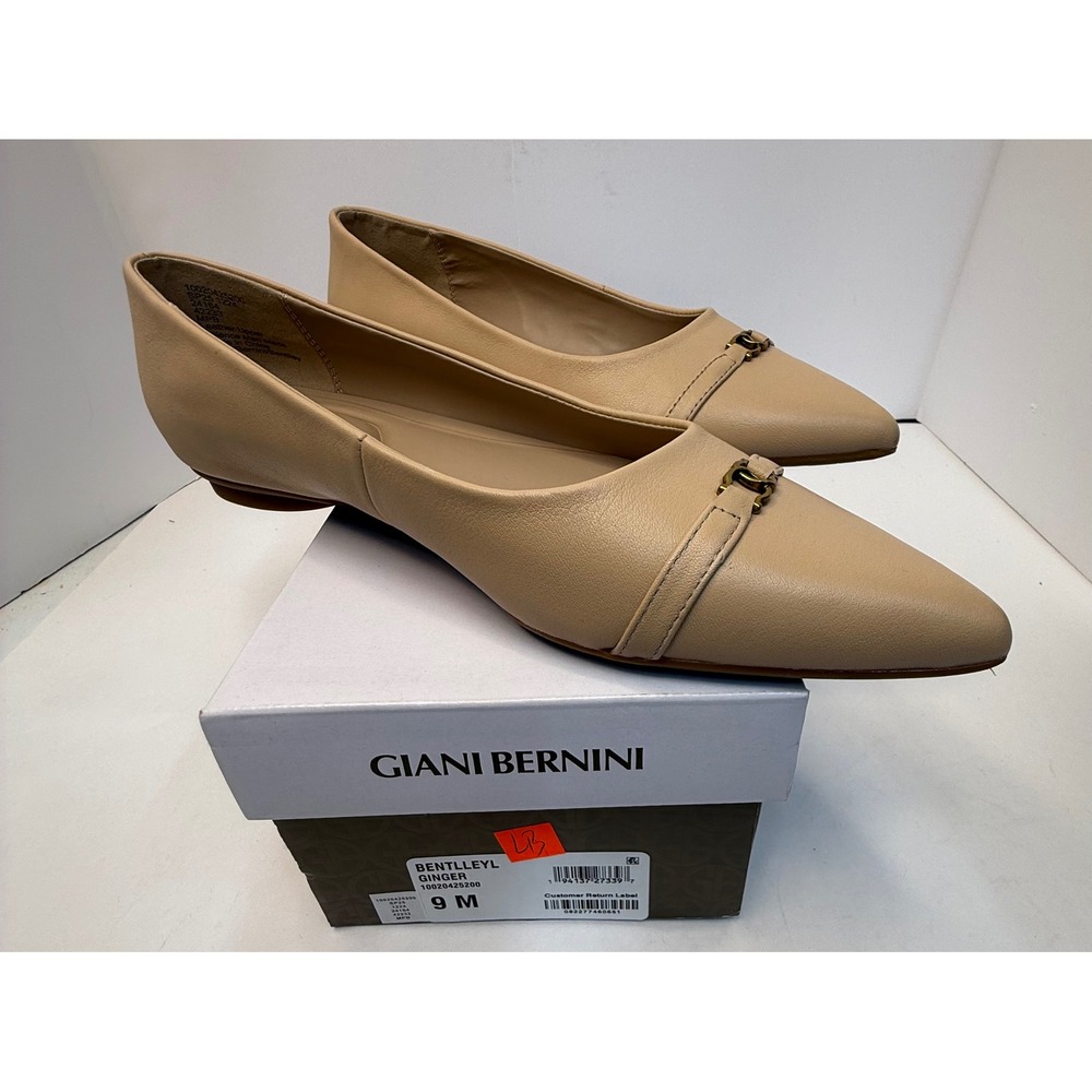 Giani Bernini Bentlleyl Ginger Pointed Toe Flats Leather Tan Size 9 Women Preppy